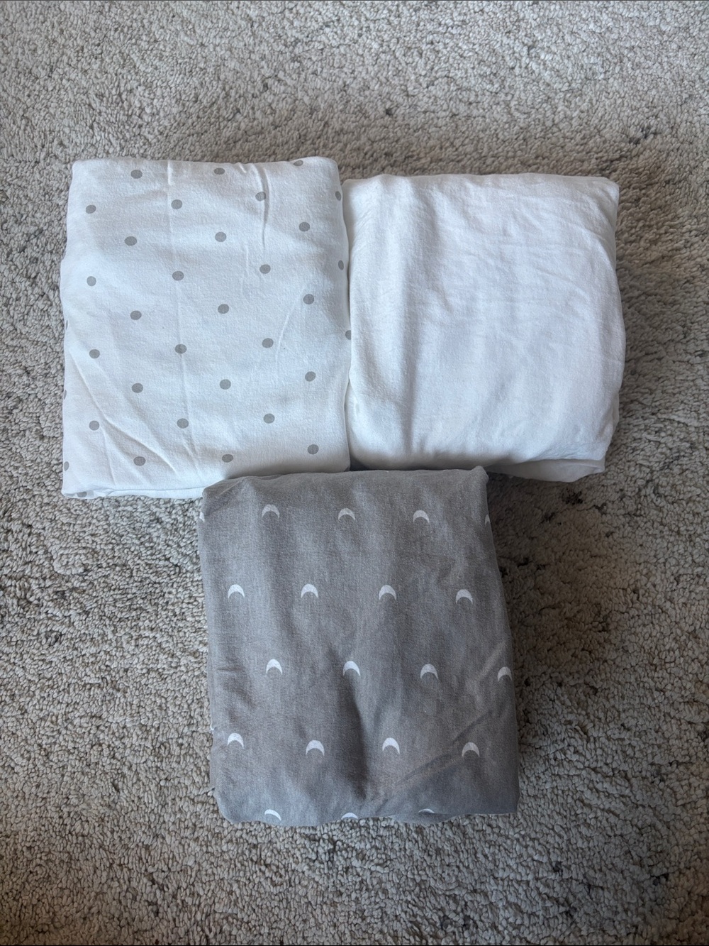 IKEA Set Of 3 White & Gray Cotton Crib Sheets
